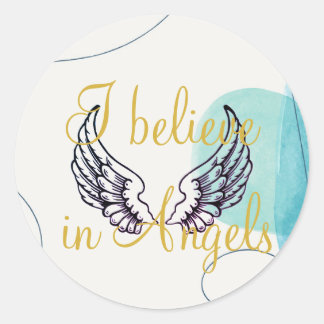 I Believe in Angels Abstract Back Classic Round Sticker