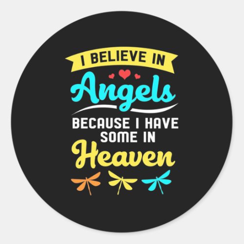 I Believe In Angels And Dragonflies Classic Round Sticker