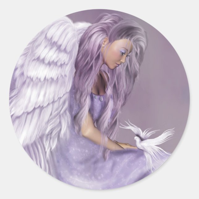 I Believe In Angels Classic Round Sticker (Front)