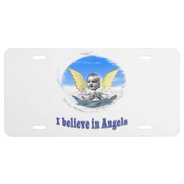 I believe in angels license plate (Front)