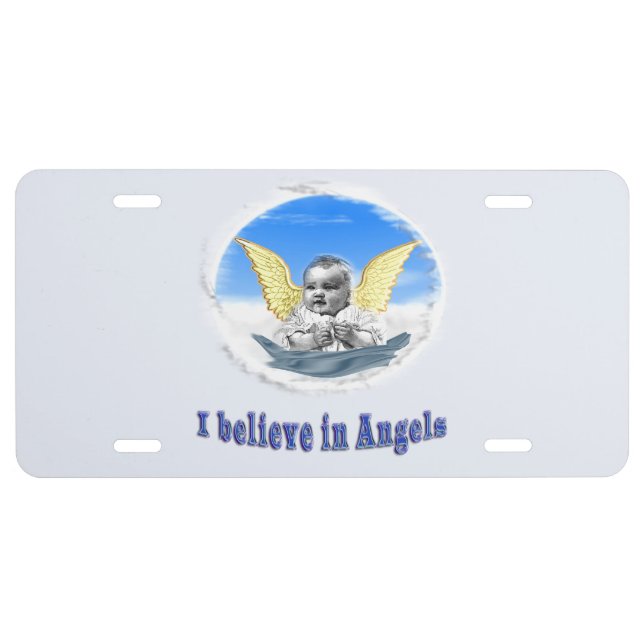 I believe in angels license plate (Front)