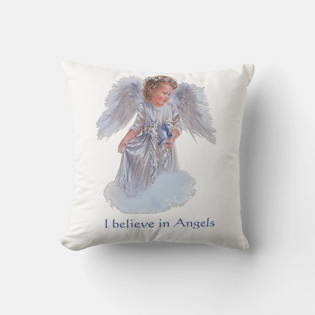 I believe in Angels Throw Pillow (Front)