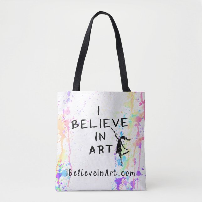 I Believe In Art Watercolor Run Promotional Tote Bag (Front)