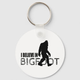 I Believe in Bigfoot Cool Squatch in Black Keychain