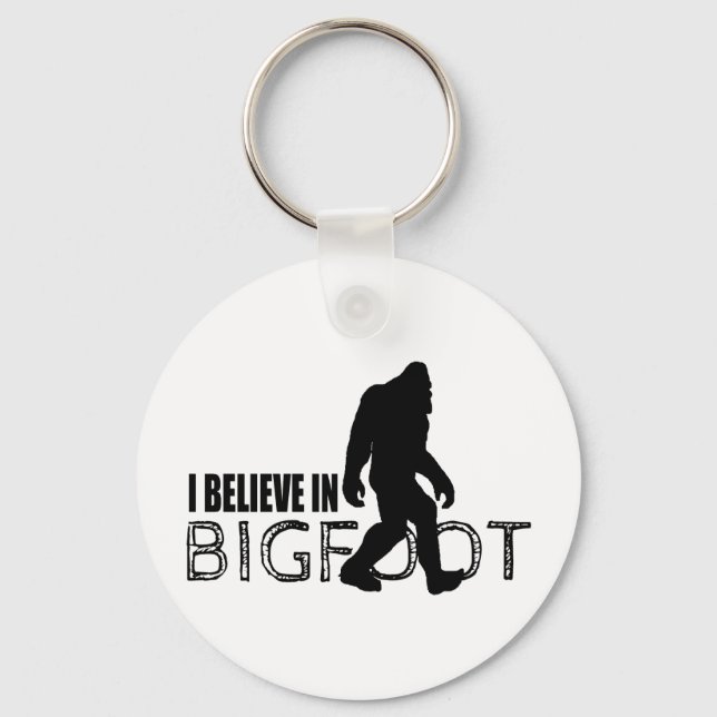 I Believe in Bigfoot Cool Squatch in Black Keychain (Front)
