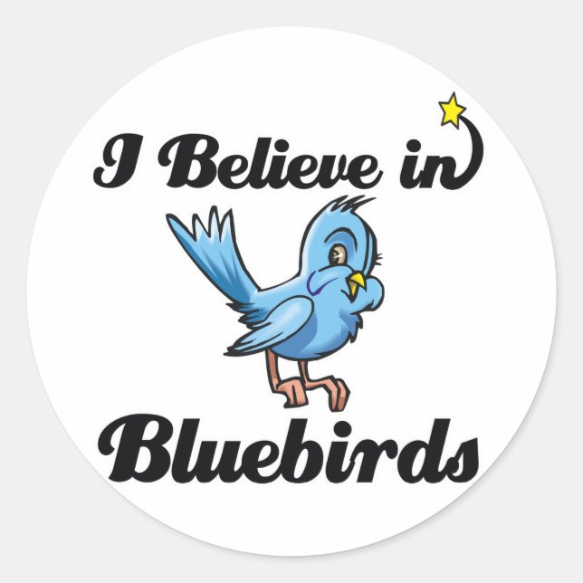 i believe in bluebirds classic round sticker (Front)