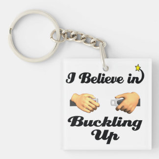 i believe in buckling up seat belt keychain