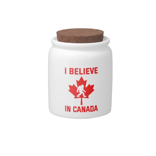 I Believe In Canada - Funny Bigfoot  Candy Jar (Front)