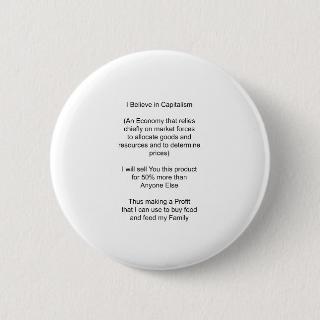 I Believe in Capitalism The MUSEUM Zazzle Gifts Pinback Button (Front)