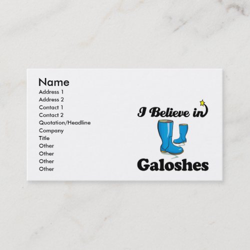 i believe in galoshes business cards