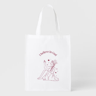 I Believe in God – Faith & Spirituality Art Grocery Bag