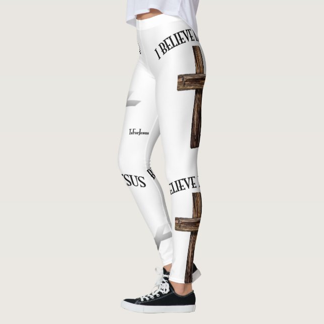 I Believe In Jesus With Cross Leggings (Left)