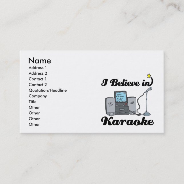 i believe in karaoke business card (Front)