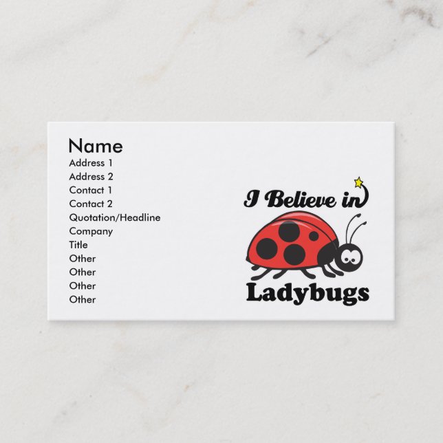 i believe in ladybugs business card (Front)