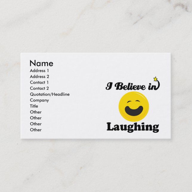 i believe in laughing business card (Front)