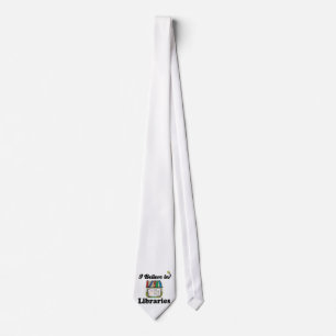 i believe in libraries neck tie