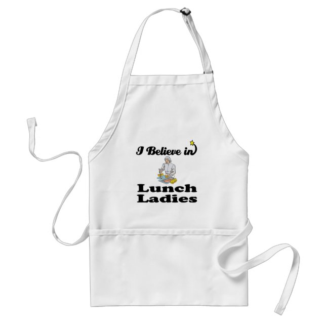 i believe in lunch ladies adult apron (Front)