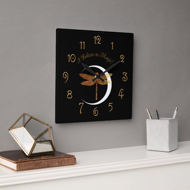 I Believe in Magic! Square Wall Clock (Office)