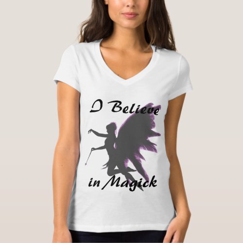 I Believe in Magick Fairy Purple Outline T_Shirt