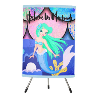 I Believe In Mermaids Tripod Lamp
