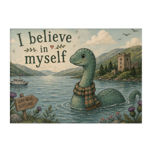 I believe in myself whimsical Loch Ness Monster Acrylic Print