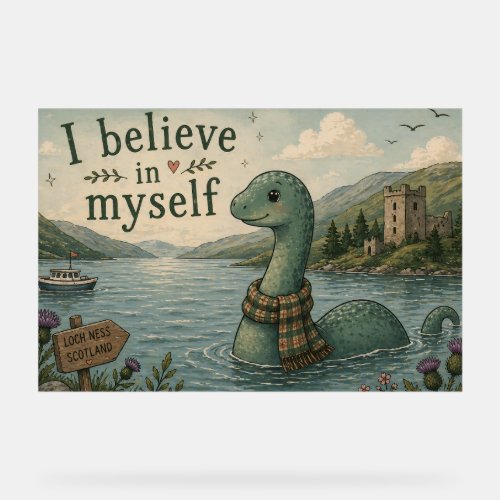 I believe in myself whimsical Loch Ness Monster Acrylic Sign