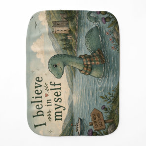 I believe in myself whimsical Loch Ness Monster Baby Burp Cloth