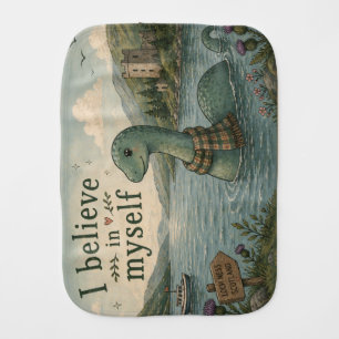 I believe in myself whimsical Loch Ness Monster Baby Burp Cloth