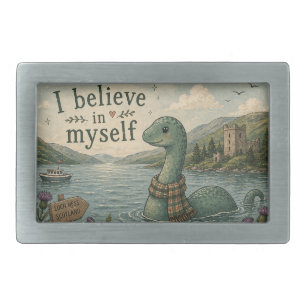 I believe in myself whimsical Loch Ness Monster Belt Buckle