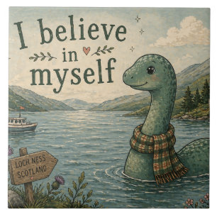 I believe in myself whimsical Loch Ness Monster Ceramic Tile