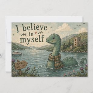 I believe in myself whimsical Loch Ness Monster Invitation