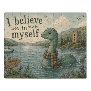 I believe in myself whimsical Loch Ness Monster Jigsaw Puzzle