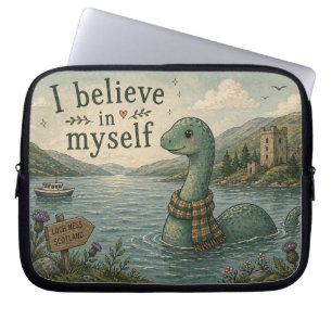 I believe in myself whimsical Loch Ness Monster Laptop Sleeve