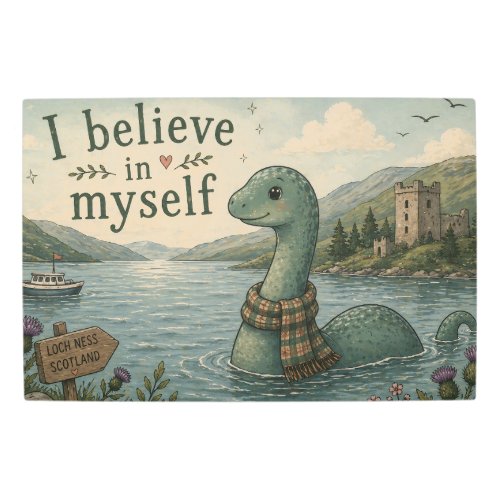 I believe in myself whimsical Loch Ness Monster Metal Print