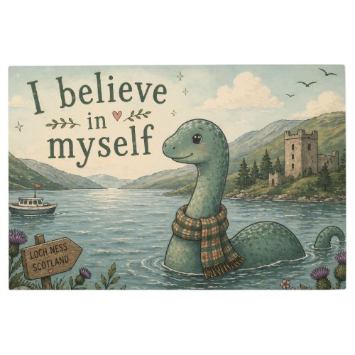 I believe in myself whimsical Loch Ness Monster Metal Print
