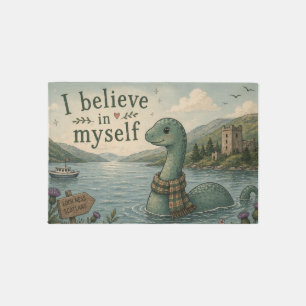 I believe in myself whimsical Loch Ness Monster Outdoor Rug
