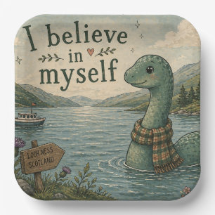 I believe in myself whimsical Loch Ness Monster Paper Plates