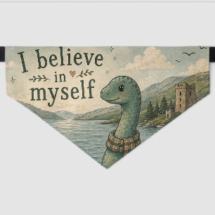 I believe in myself whimsical Loch Ness Monster Pet Bandana Collar