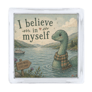 I believe in myself whimsical Loch Ness Monster Silver Finish Lapel Pin