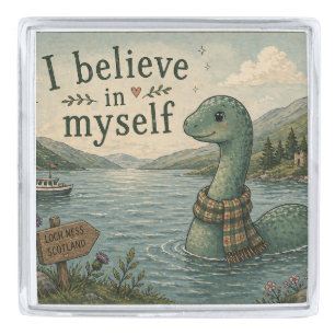 I believe in myself whimsical Loch Ness Monster Silver Finish Lapel Pin