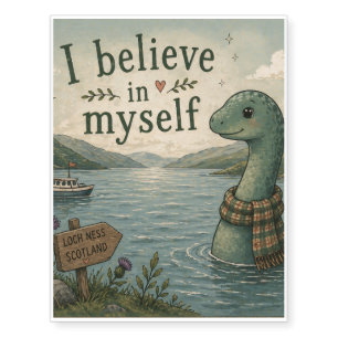 I believe in myself whimsical Loch Ness Monster Temporary Tattoos