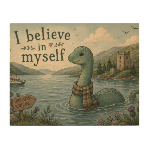 I believe in myself whimsical Loch Ness Monster Wood Wall Art