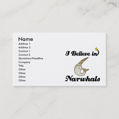 i believe in narwhals business cards