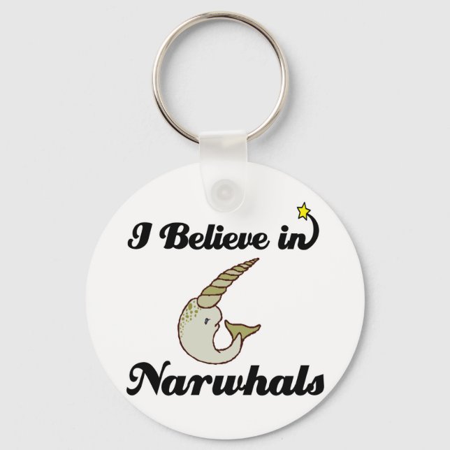 i believe in narwhals keychain (Front)