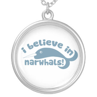 I believe in Narwhals Silver Plated Necklace