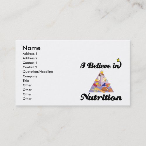 i believe in nutrition business card