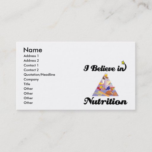 Customizable i believe in nutrition business card