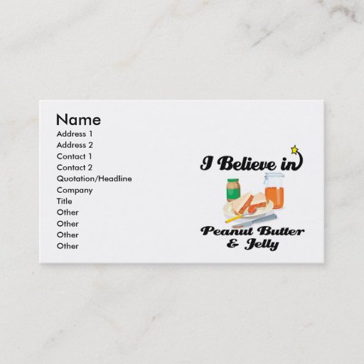 Customizable i believe in peanut butter and jelly business card template
