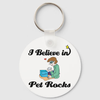 i believe in pet rocks keychain