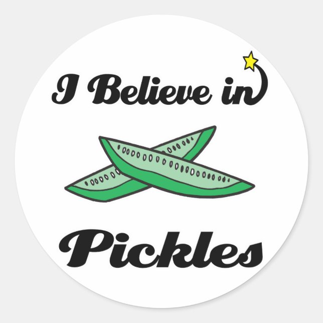 i believe in pickles classic round sticker (Front)